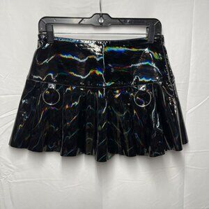 Killstar Holographic Black PVC Mini Skirt Sz M